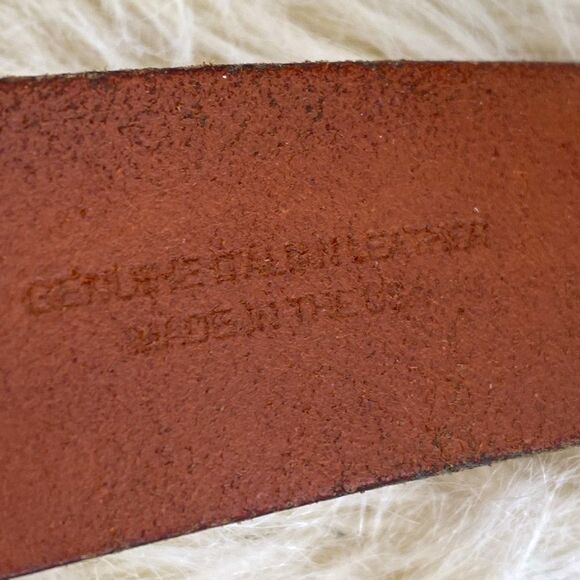 Vintage J. Crew Cognac Brown Italian Leather Belt Silver Buckle Made in USA M-L - Picture 4 of 8